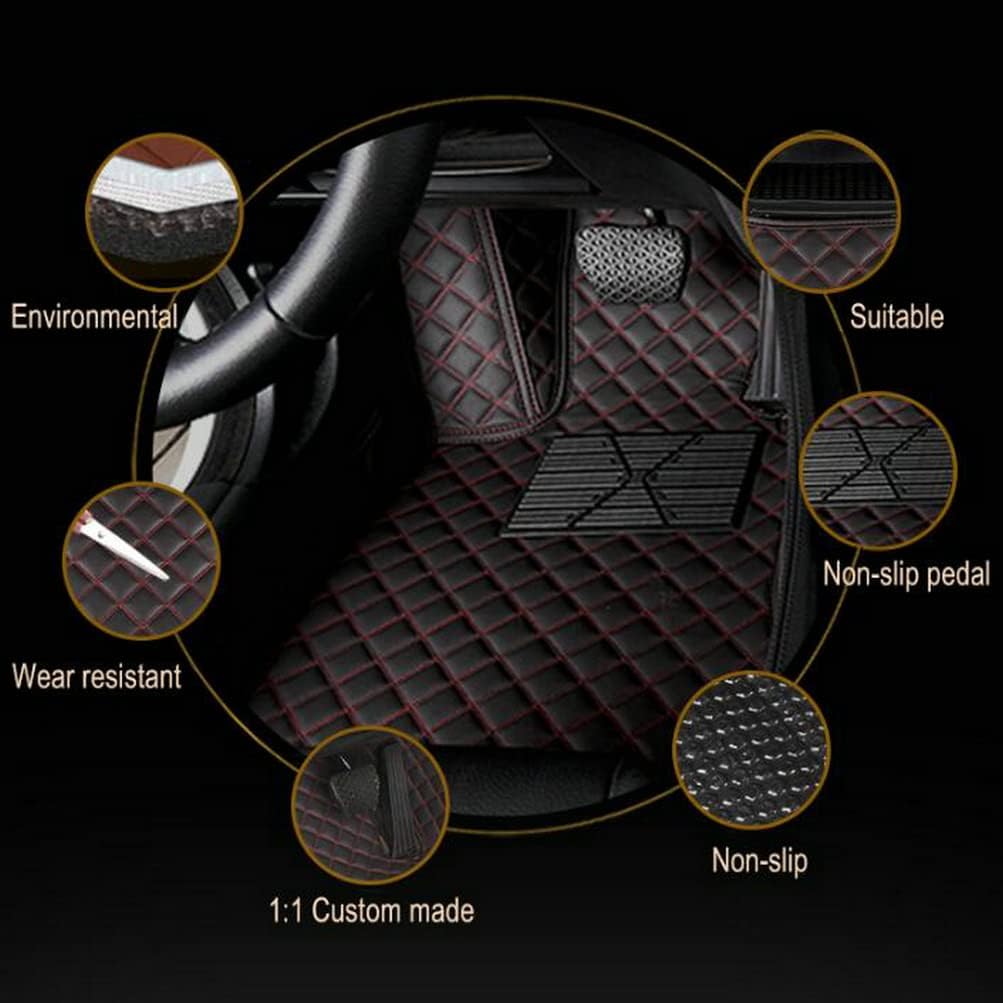 TAHALICustom Colors Car Floor Mats Black Pink for 99.9% Sedan SUV Sports， All-Weather Liners Car Floor mat，Luxury Leather Automotive Floor Mats (red -,3D Floor Mats)