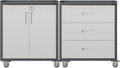 Metal Tool Cabinet,Garage Storage Cabinet System,Wall Cabinet & Locking Rolling Tool Cabinet with Doors and Adjustable Shelves,Steel Tool Cabinets for Home,Office (2 Pcs-StyleC, Black & Grey)