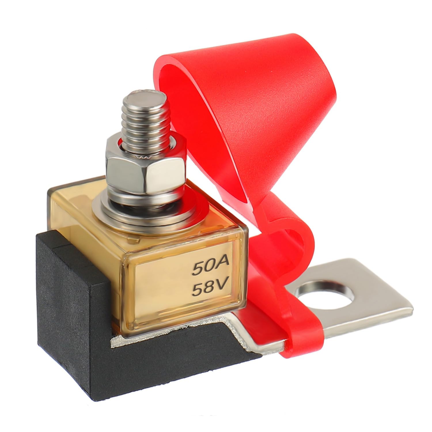 MRBF Terminal Fuse Block 50A，58V DC Maximum, Single Stud 5/16" (M8) Compact Marine Rated Battery Fuse,IP66, Waterproof Ignition Protected Battery Fuse 50 AMP