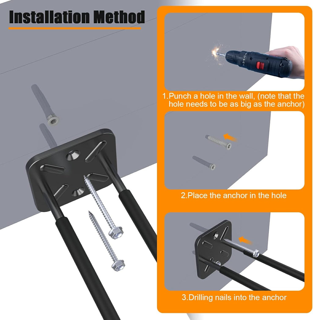 Garage Hooks, Heavy Duty Garage Hooks -12.4 Inch Wall Mount Hangers for Chairs, Power Tools, Garden Tools, Tires & More - Max 120 lbs (2-Pack)