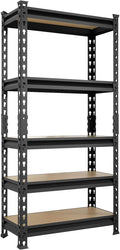 BIG RED Storage Shelving Unit, 5-Tier Adjustable, Heavy Duty Metal Garage Shelves/Utility Rack for Kitchen, Pantry, Basement, Bathroom, Laundry - 2,000 lbs Capacity, Black, 59" H x 28" W x 12" D
