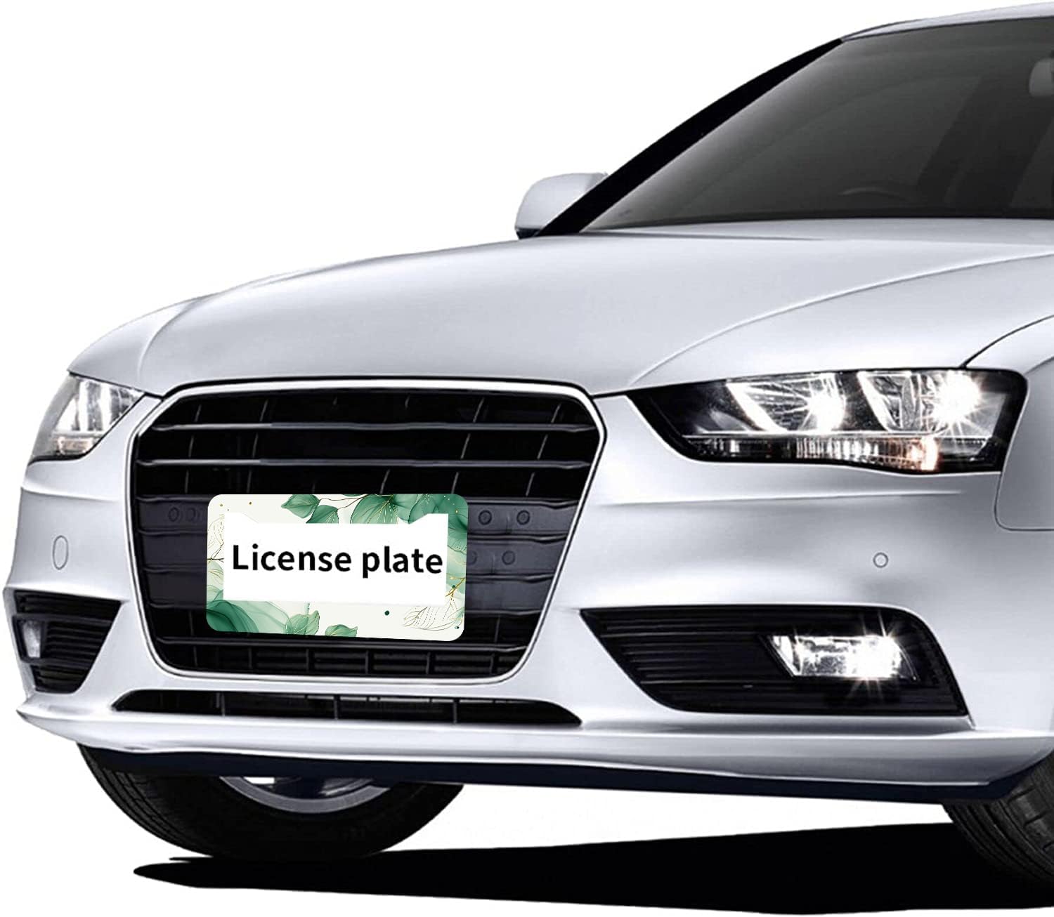 Watercolor Green Palm Leaves License Plate Frames - 2 Pcs Set 2 Holes Metal Aluminum Auto Car Accessories Decoration License Plate Frame 12.2 x 6.3 inch for Women Men Gift