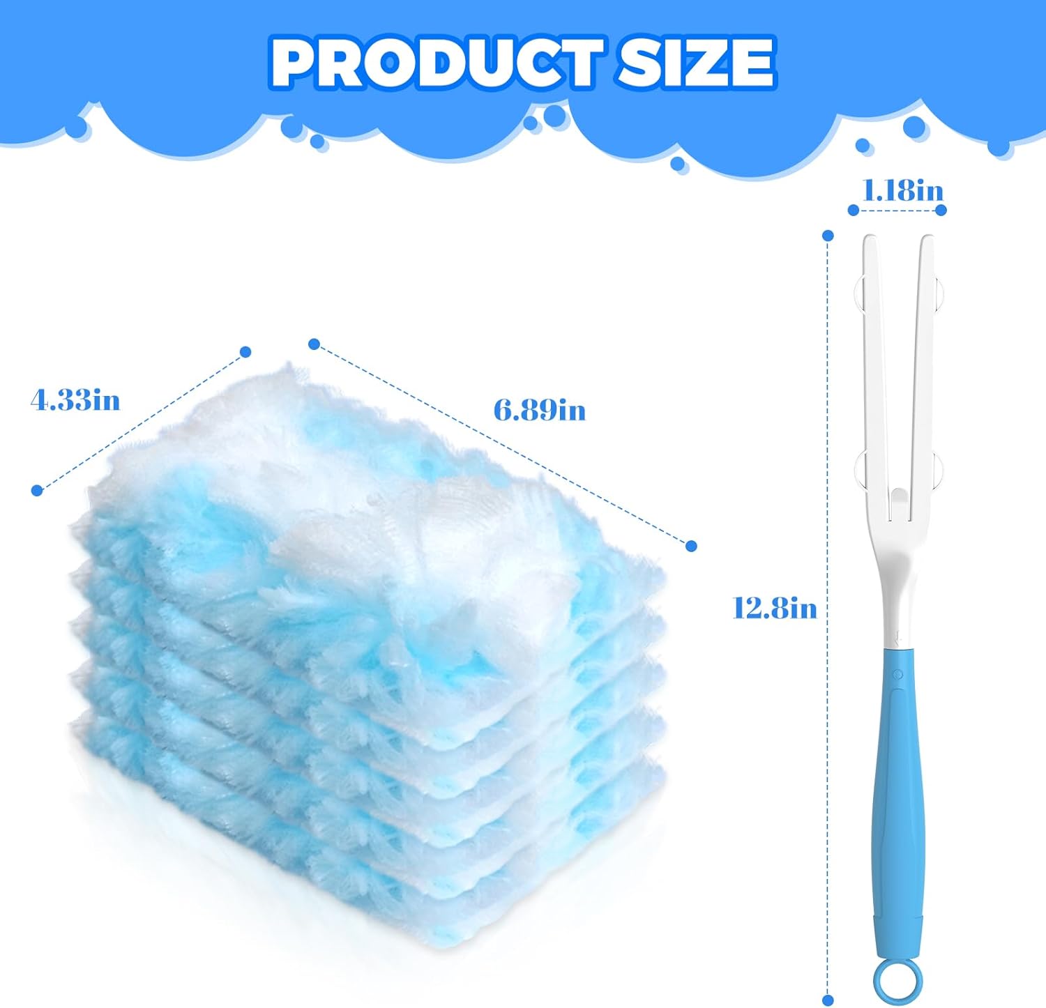 Duster Refills Compatible with Swiffer Heavy Duty Duster Refill,5 Handles+50 Count Dusters for Swiffer Duster Kit, Dusters for Cleaning/Car/Electronics/Furniture/Blinds/Ceiling Fan Cleaner