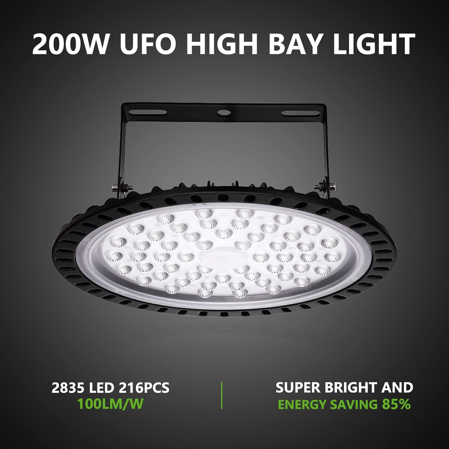 Viugreum 15 Pack 200W LED High Bay Lights, 20000LM 6000K-6500K Daylight White UFO LED Shop Lights, Warehouse Workshop Garage Factory Area LED Lighting Fixture