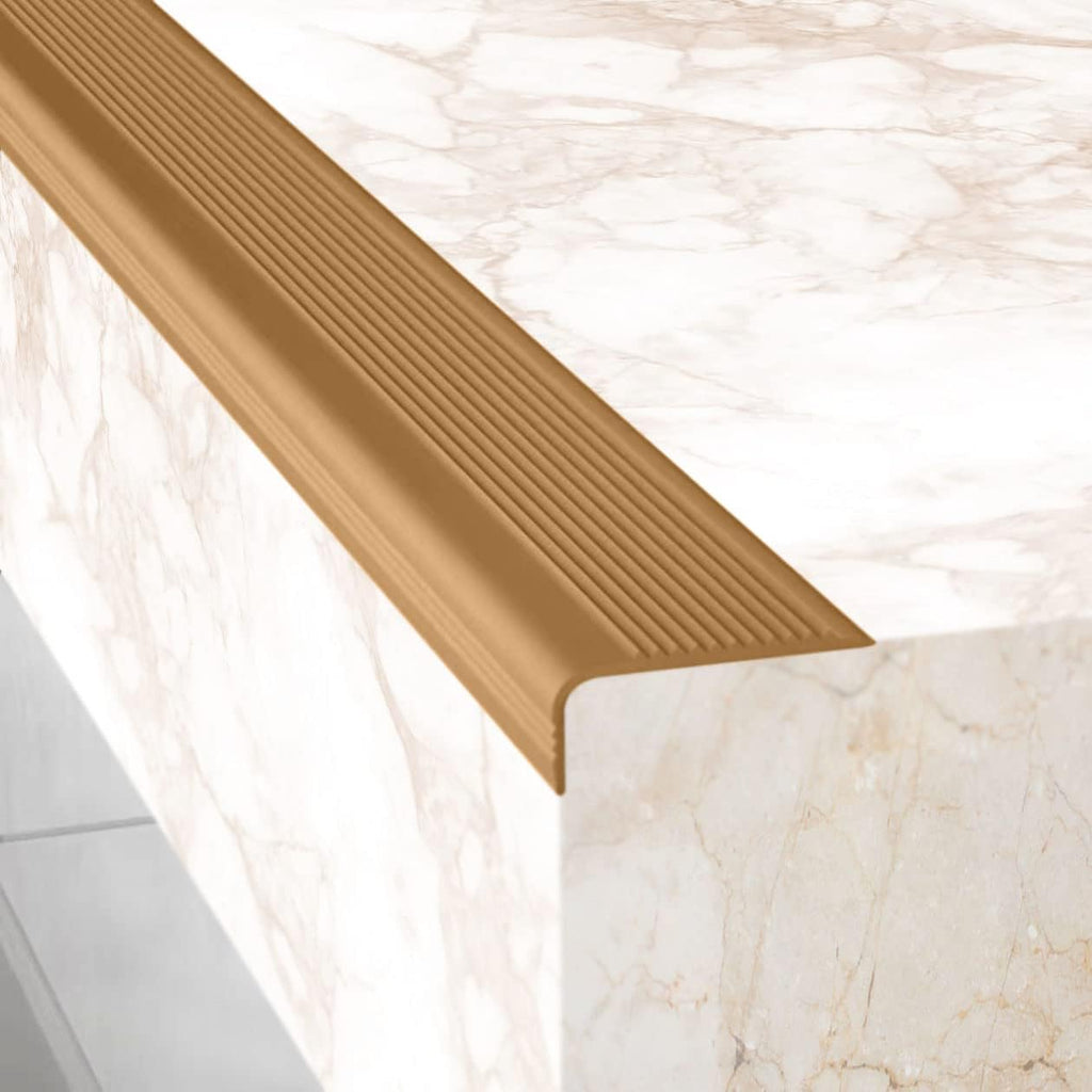 Rubber Bond Stair Edge Protector (Pack of 15) 36x2x1 inch Anti-Slip Stair Corner Trim Rubber Strips - Waterproof Self-Adhesive Staircases for Outdoor & Indoor Uses | Protect Kids & Pets - Brown