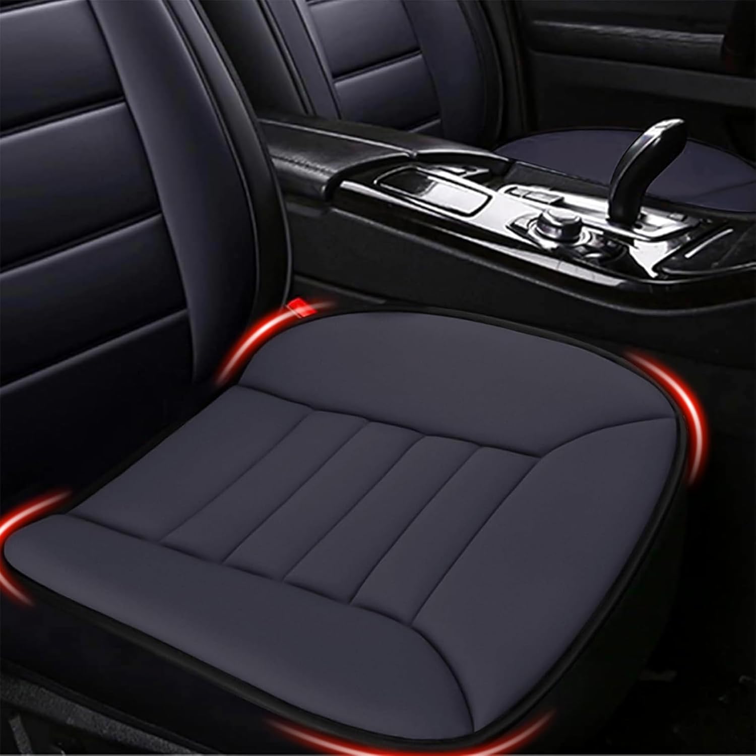 MYFAMIREA Car Seat Cushion Pad 1.2" Thick Comfort Seat Protector for Car Driver Seat Office Chair Home Use Memory Foam Seat Cushion with Non Slip Bottom, 20'' x 18.5'', Dark Gray