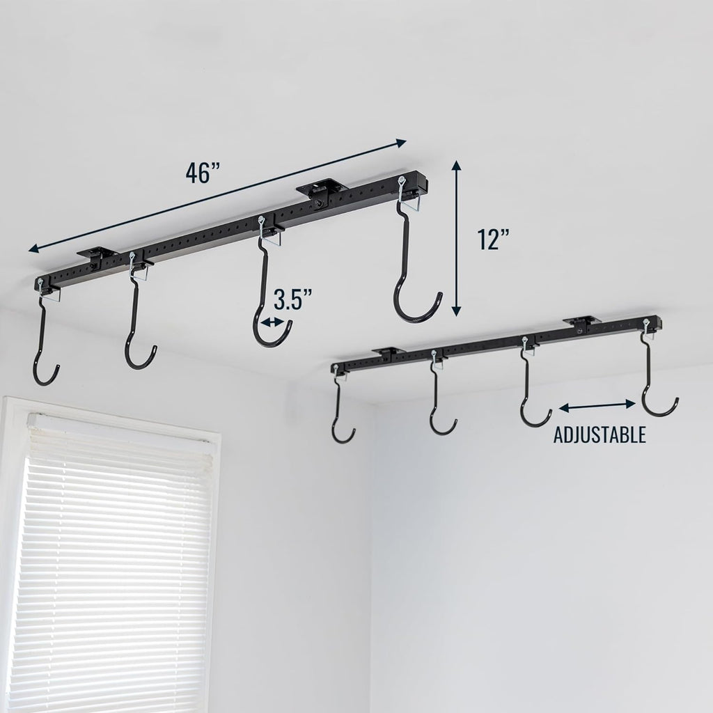 Teal Triangle Ceiling Mounted Bike Rack for Garage - Premium Bicycle Stand & Hanger for Space-Saving Storage | Adjustable Ceiling Hooks Hold 4-8 Bikes - Indoor Bicycle Rack System for basement
