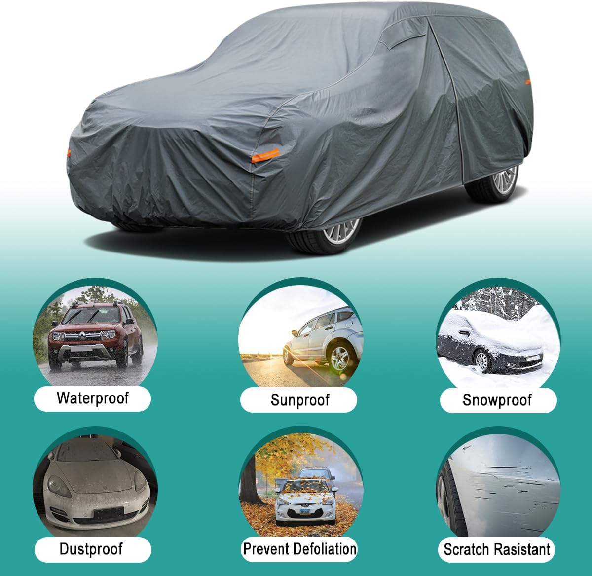 Premium Car Cover Custom Fit GMC Yukon (2006-2025), not fit Yukon XL, 16 Layers Heavy Duty Car Cover Waterproof All Weather with Zipper Door for Sun Rain Snow Dust Uv Protection