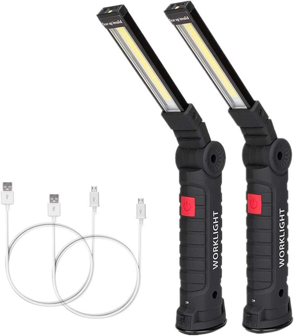 LED Work Light Rechargeable, OTYTY Portable Work Lights with Magnetic Base, 5 Modes, Hanging Hook and Water-Resistant Magnetic LED Light for Car Repair, Emergency Use (2 Pack)