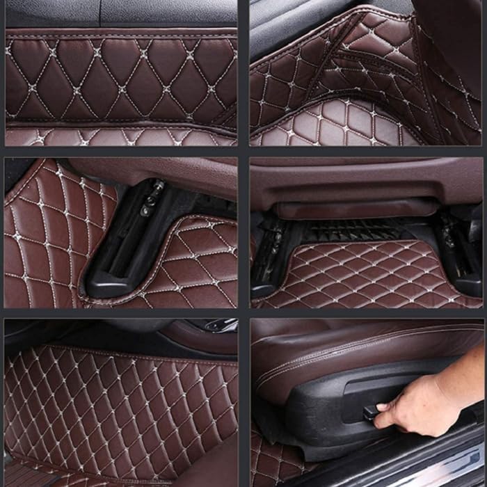 Customized Personalized car Floor mats, All-Weather Luxury car Floor mats, Waterproof and Anti Slip Leather car Floor mat Lining, 95% Customized car, Truck, and SUV Floor mats (Edge red bar)