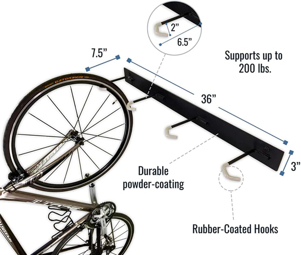 4 Bike Rack for Garage - Solid Steel Extra Heavy Duty BLAT Bike Rack - Garage Wall Mounted Bicycle Storage