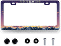 Moon Phase License Plate Frame Mountain Night Stars License Plate Holder Front and Rear Car Tags Stainless Steel Auto Parts Funny License Plate Decoration with Screws Men Women 12.2"x 6.2"