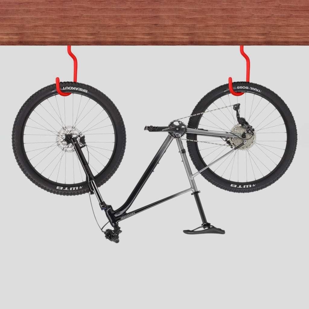 SMARTOLOGY Bike Storage Hook, Bike Hanger, Rubber Coated Heavy Duty Large Screw in Ceiling Hooks for Garage Wall, 4 Pack, Fits All Bike Types, Bike Racks & Stands
