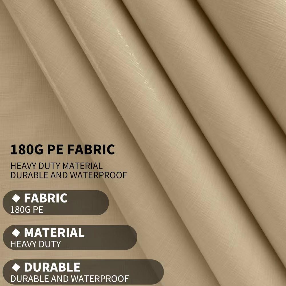 12'x20' Upgraded Carport Replacement Top Canopy Cover for Car Garage Shelter Tent Party Tent with Ball Bungees Beige (Only Top Cover, Frame is not Included)