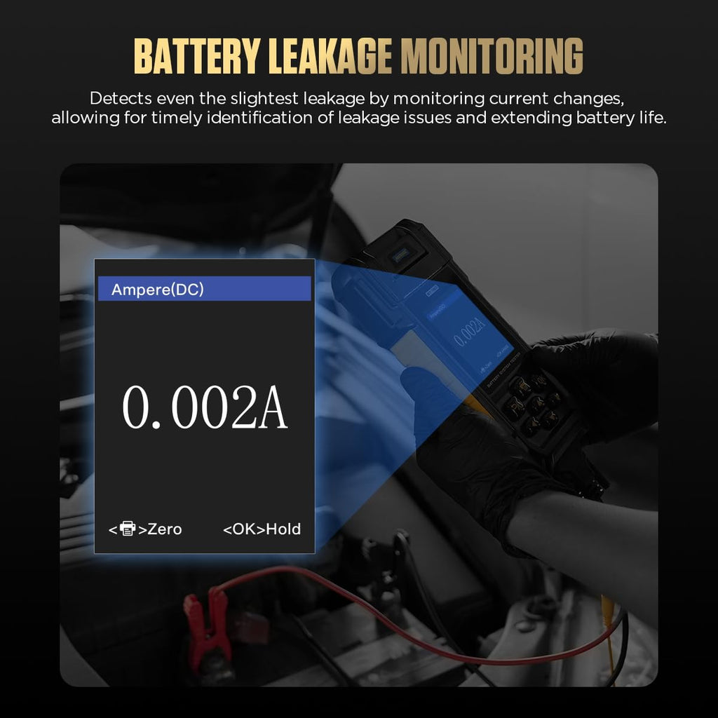 AUTOOL Car Battery Tester 12V 24V Automotive Battery Load Tester 30-2000 CCA, Battery Tester with Printer, Support Lithium Battery, Cranking & Charging & Leakage Test, Data Review Protection