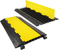 5 Channel 2 Pack Cable Protector Ramp Traffic Wire and Hose Ramp Cord Cover Heavy Duty Channels 18,000 lbs Load Capacity Cable Wire Ramp Speed Bump Driveway Cable Ramp Protective Cover