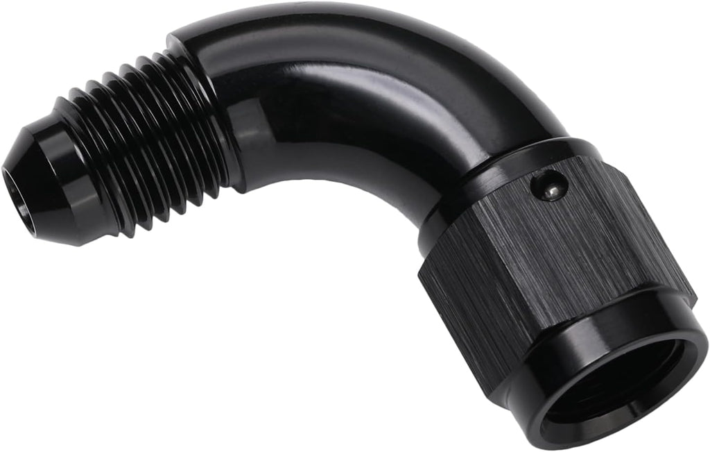 90 Degree 4AN Male to 4AN Female Swivel Full Flow Fitting Adapter Coupler Aluminum Black