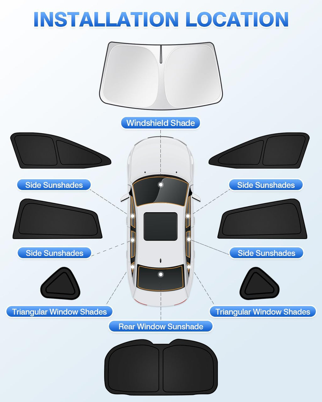 Sunshades for Subaru Crosstrek 2024 2025 2026 Accessories Windshield Sun Shade Side Rear Window Shade Cover Sun Visor Shield Privacy Protection Keep Vehicle Cool Black 8PCS