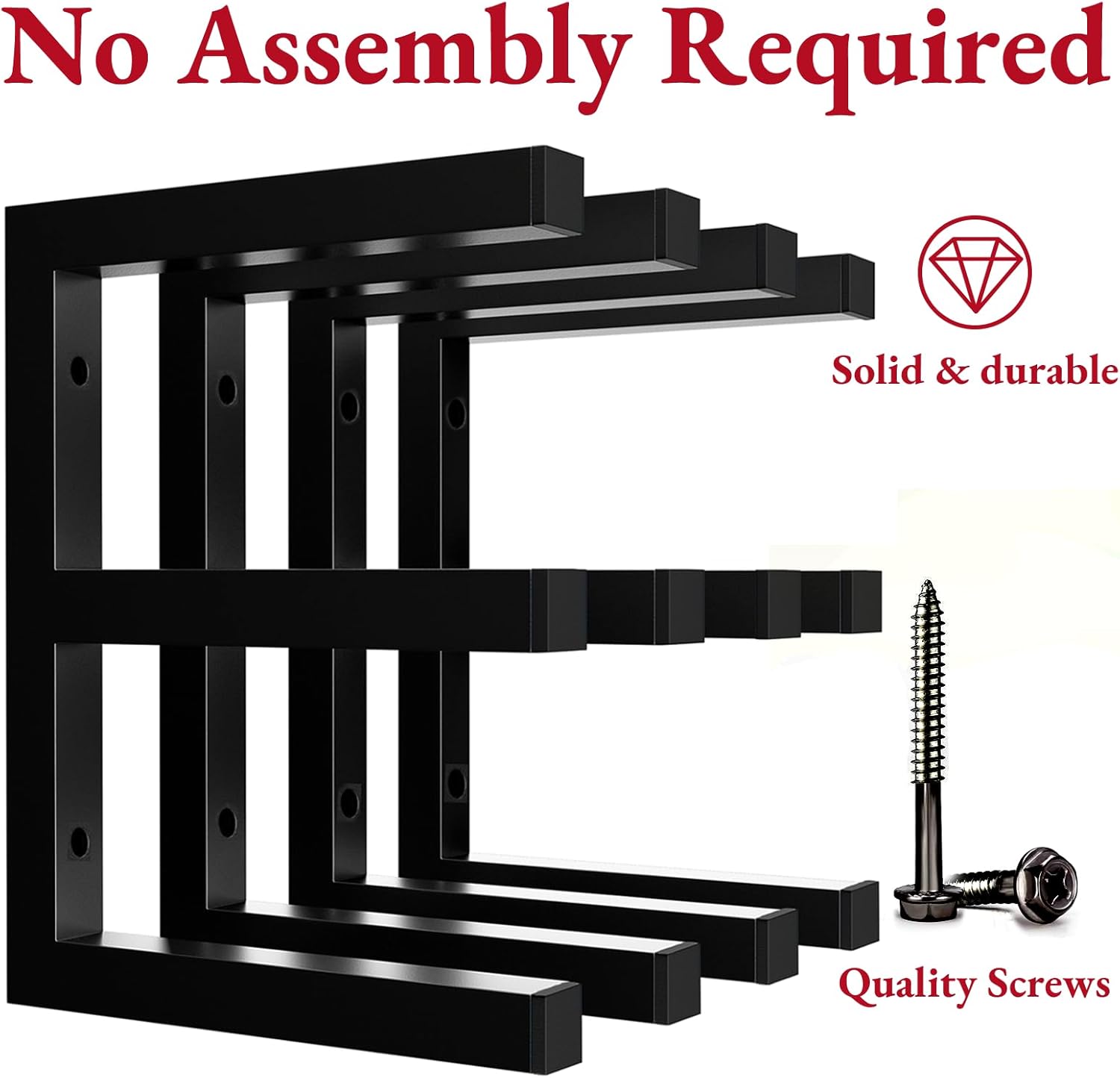 Lumber Storage Rack Wall Mount, Heavy Duty Metal Wood Organizer with 6-Level Each Shelf Holds Up 200 Lbs, Indoor & Outdoor Use - Black