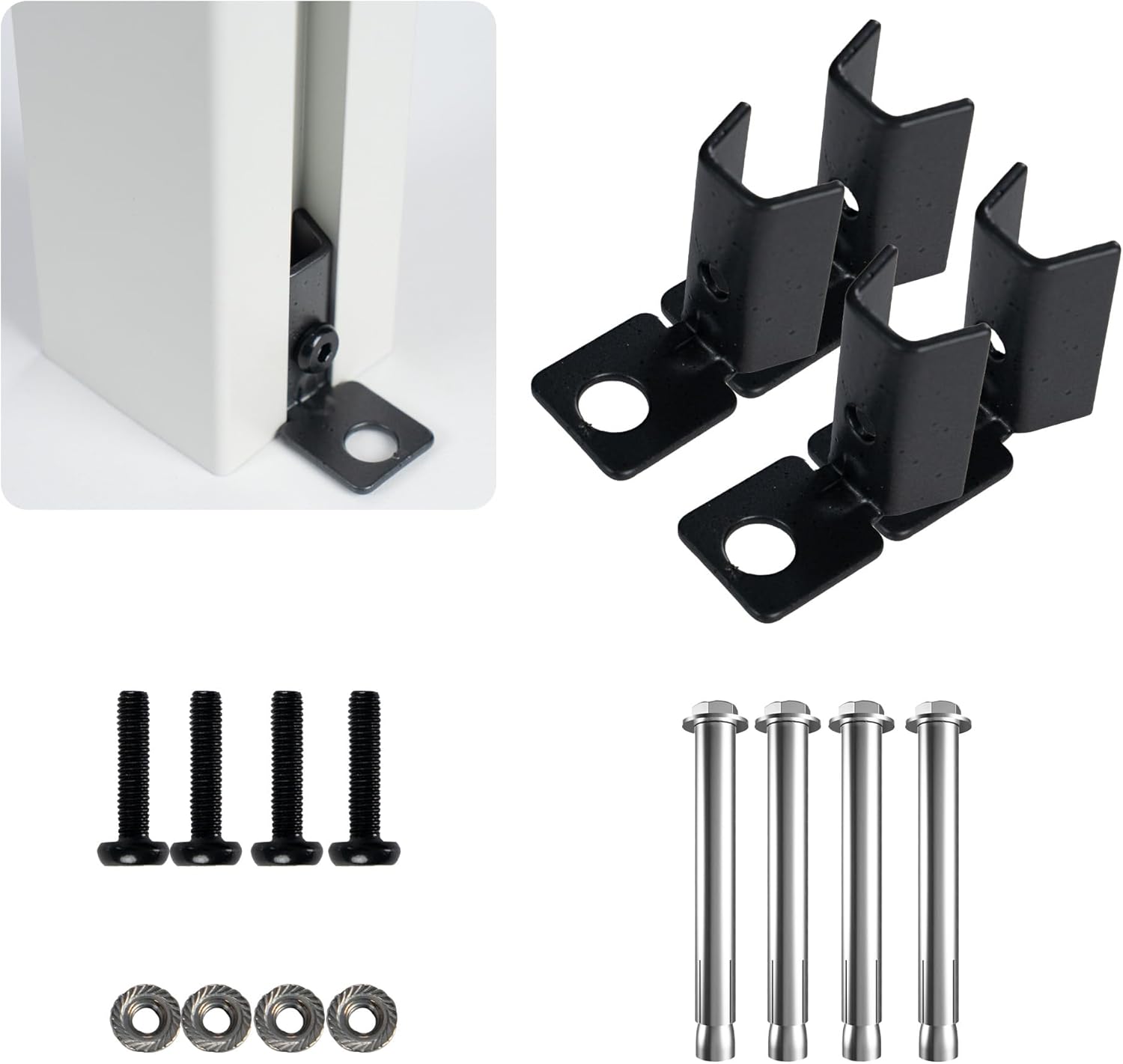 Kozyard Ground Mounting Kit for 2-Panel Privacy Screens – Perfect for Securing to Concrete – Helps Hide Clutter and Keep Your Outdoor Space Neat – Fits Both White & Black Panels