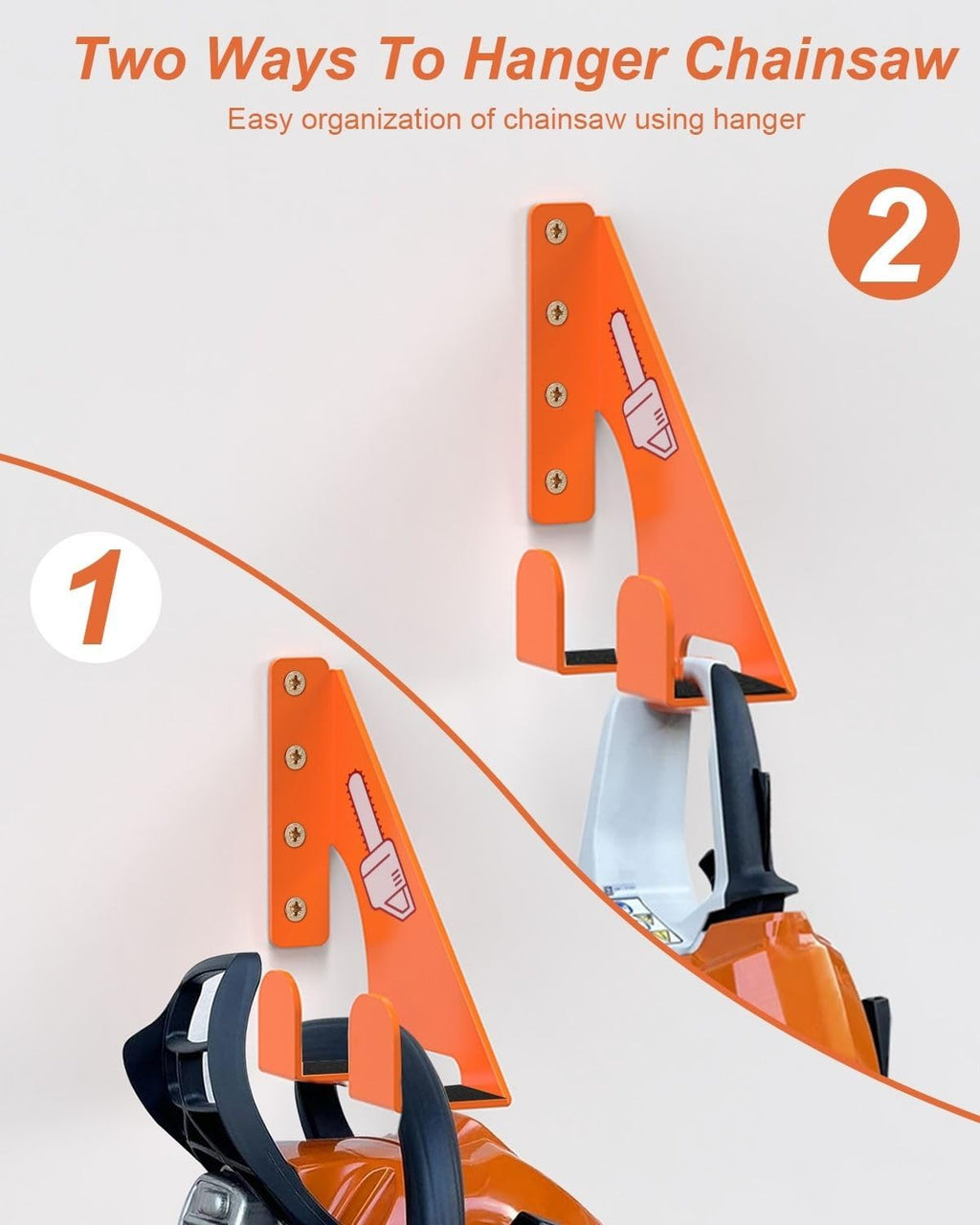 Chainsaw Holder -2 Pack- 180LB Heavy-Duty Alloy Steel Wall Mount Set, Chainsaw Accessories, Universal Fit for Stihl, Husqvarna, Echo Saws, Rust-Proof & Space-Saving Design (Garage, Workshop)
