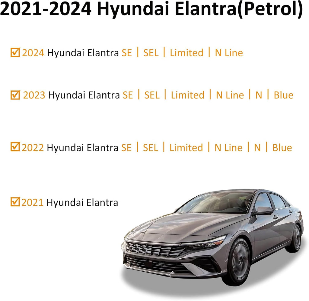 Binmotor- Floor Mats for Hyundai Elantra 2021-2025, Front & 2nd Row,TPE All Weather Car Accessories Mats Elantra, Custom Fit Floor Liners Waterproof, Nonslip