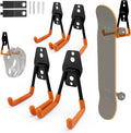 Skateboard Hooks 4-Pack Utility Small Heavy Duty Holder Garage Storage Wall Mount for Stroller Tennis Garden Tool Household Warehouse Shed