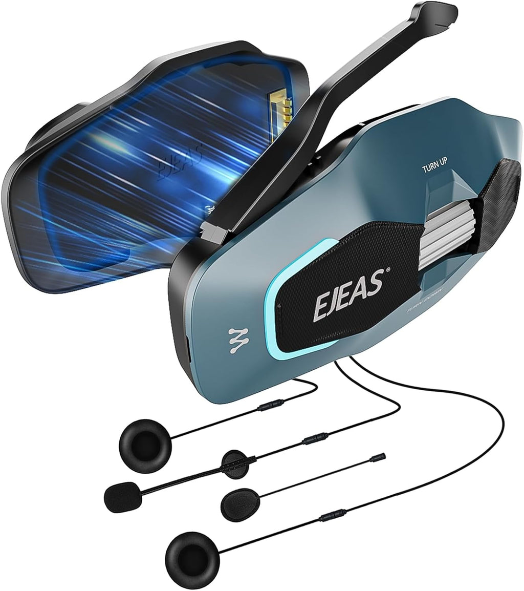 SolaMr X10 Motorcycle Helmet Bluetooth Headset Speakers Headphone, Ski Helmet Intercom Integrated Mesh Communication System Support 10 Riders with Bluetooth 5.1, Noise Cancellation, Music Share, Green