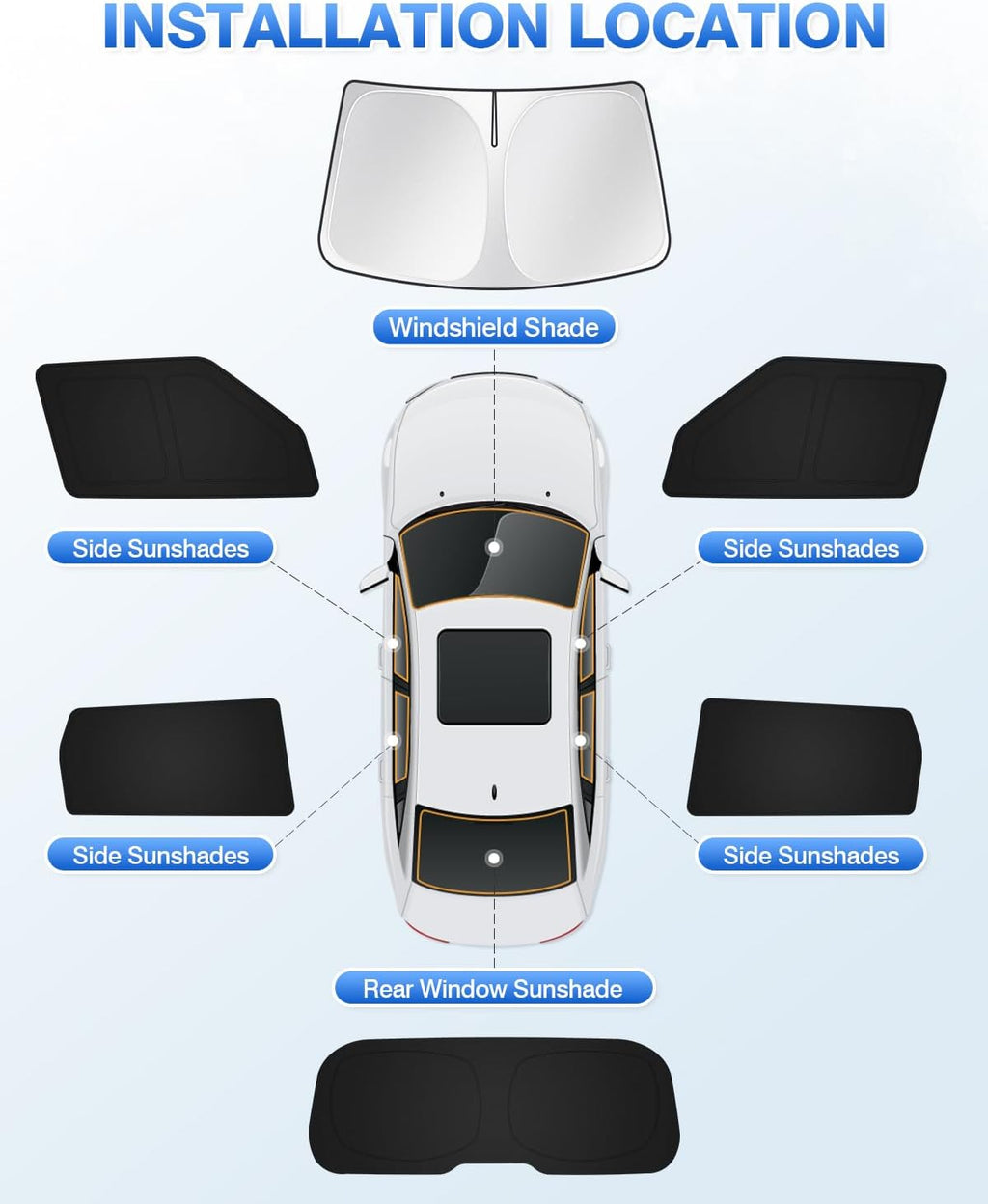 Sunshades for Kia Soul 2020-2025 2026 Accessories Windshield Sun Shade Side Rear Window Shade Cover Sun Visor Shield Privacy Protection Keep Vehicle Cool Black 6PCS