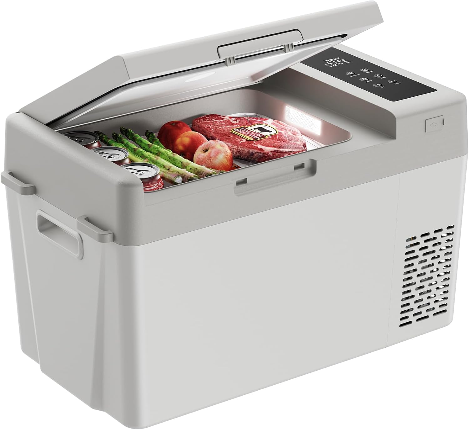 Marsail 12V Car Fridge 25QT Portable Freezer -4°F to 68°F, Compressor Cooler for Camping Travel Truck RV Home, Efficient Cooling & ECO Mode, White