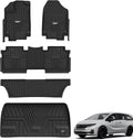 3W Floor Mats & Cargo Liner Fit for Honda Odyssey 2025-2018 Mini Passenger Van, All Weather TPE Floor Liners 1st 2nd & 3rd Rows Car Mats and Trunk Liner Odyssey Car Accessories, Black