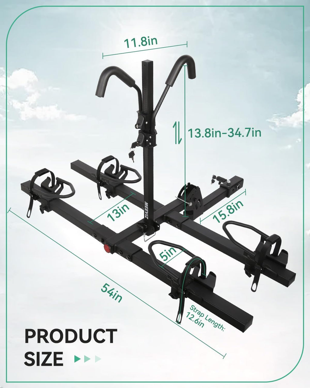 Ebike Racks for Tow Hitch with Lock, 2 Bike Rack for Car Truck SUV RV Trailer, Hitch Bike Rack for Fat Tire, Mountain Bikes, Electric Bikes, EMTB and Standard Bicycles - 200 lbs Capacity