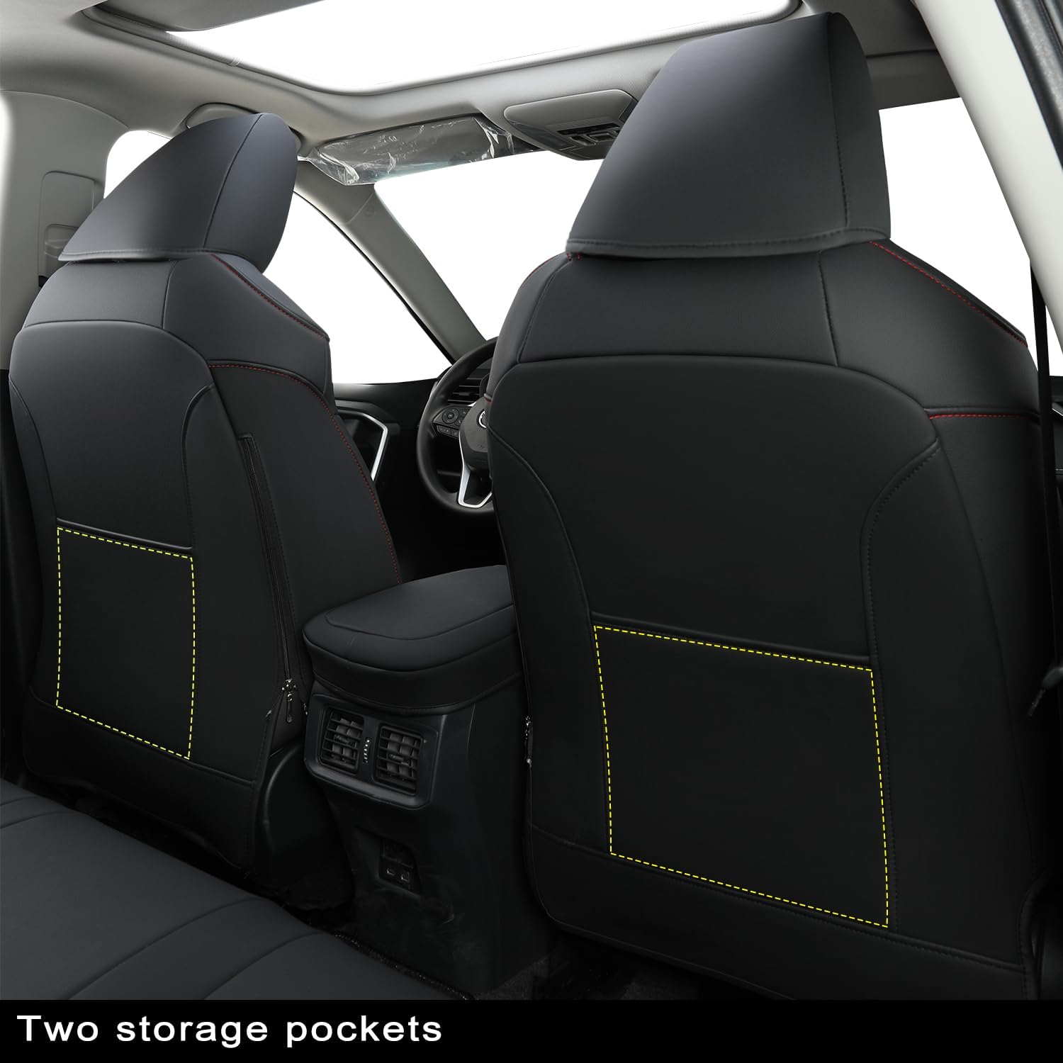 RISINGSTAR Rav4 Seat Covers, fit 2019-2025 Toyota Rav4 XLE LE XLE Premium Limited Base SUV, not for Adventure and TRD-Off(Black&Red)