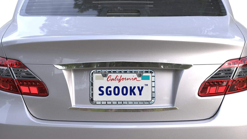 3D Chrome License Plate Frames, Pure Zinc Alloy Metal (Chain Pattern)