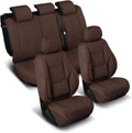 Coverland Custom Car Seat Covers Compatible with Tacoma, Santa Cruz - Premium Leather Non-Slip Memory Foam Waterproof Seat Cover Custom Interior Protector Full Set-Dark Brown [See Size Chart-Size X58]