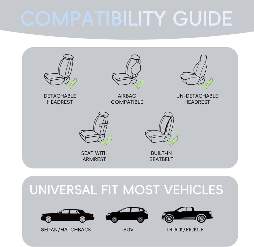 BABYBLU Linen Car Seat Cover for Cars - Durable & Non-Slip - Front Car Seat Protector Covers for Most Automotive, Vans, SUVs, Trucks