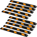 ZONETECH Large Heavy Duty Rubber Parking Curb – 72” Premium Quality Auto Garage Wheel Stopper Professional Grade w/Yellow Reflective Tape for Car, Truck, Trailer and RV (10-Pack)