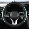 Car Steering Wheel Cover, Leather Steering Wheel Cover Blue Universal 14.5-15 Inch Microfiber Leather Anti-Slip Breathable Auto Steering Wheel Covers for Men Women (Black&Blue)