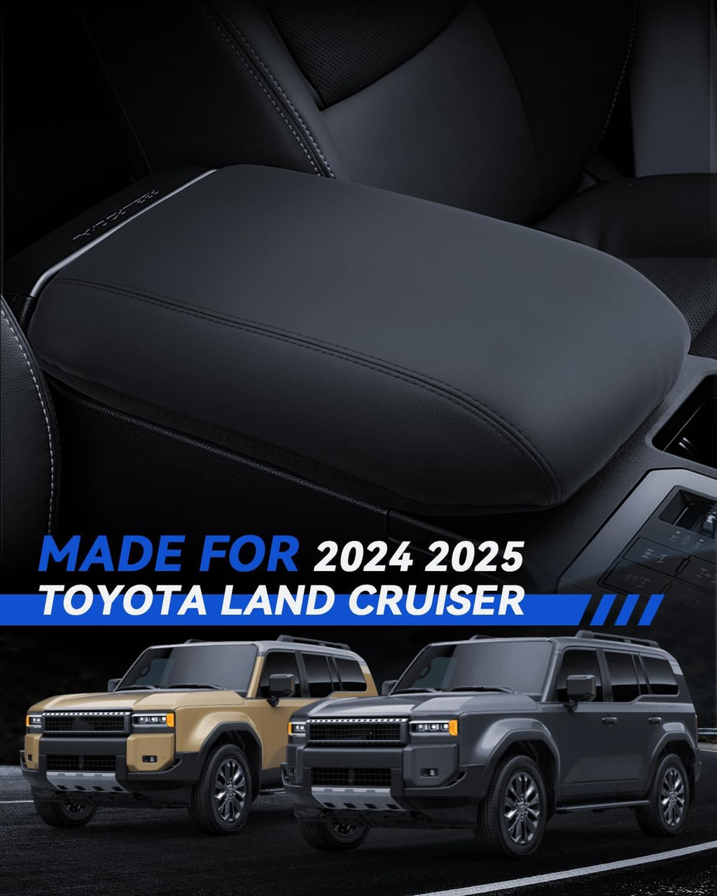 Armrest Cover for Toyota Land Cruiser 2024 2025 Accessories Center Console Middle Lid Pad Protector for Car Elbow Rest