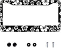 White Hibiscus Hawaii Flowers License Plate Frames Floral Round Hole Personalise License Plate Frame Car Universal Accessories Stainless steel Cars Decor Fits Standard US Vehicles Size 12.2 x 6 Inches