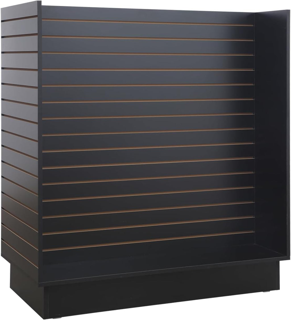 WISDOMFUR H-Unit Slatwall Gondola Display – 4 ft Black Freestanding Retail Fixture for Merchandising, Store Displays & Showrooms