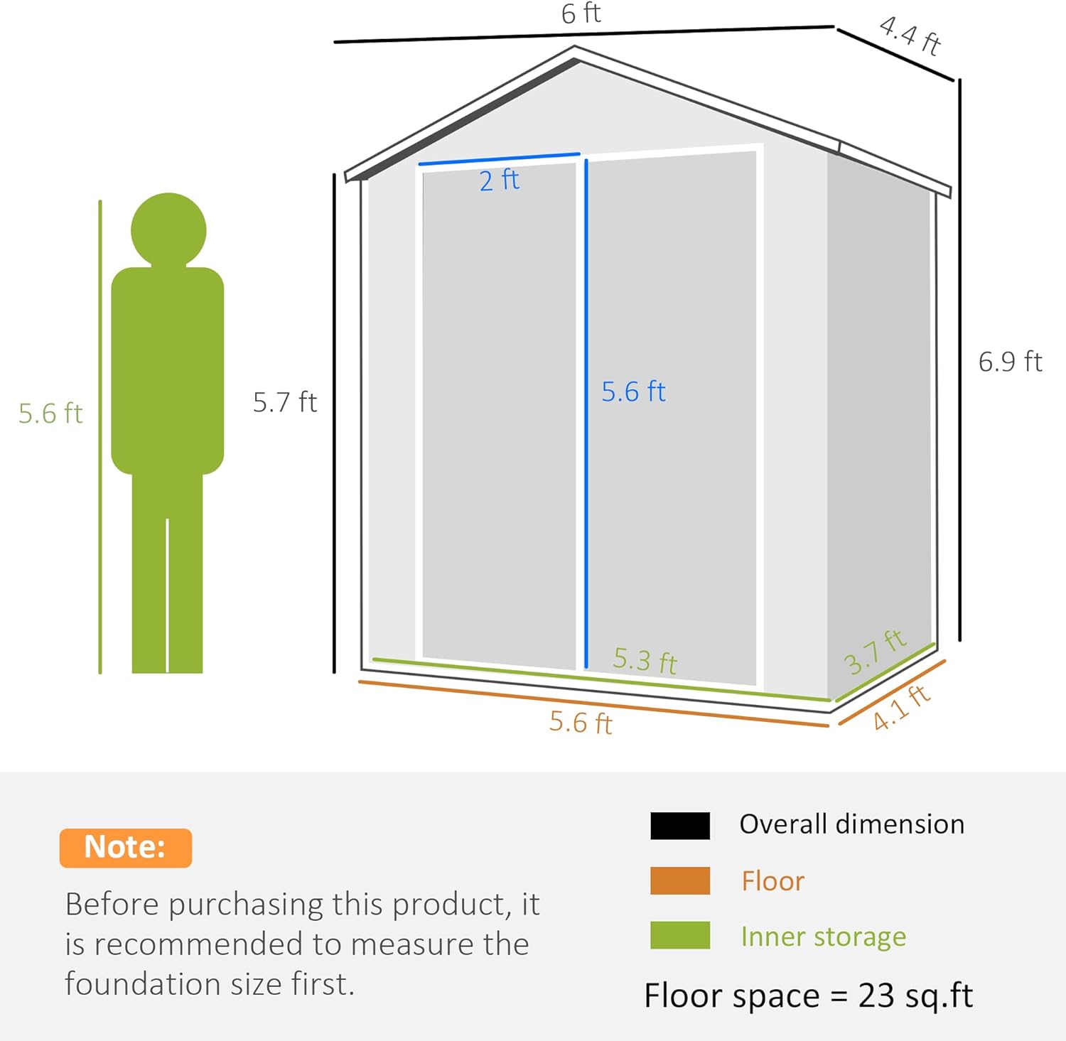 Outsunny 6' x 4.5' Outdoor Storage Shed, Plastic Shed with Vent, Window and Double Lockable Doors, Utility Resin Shed for Patio, Backyard, Lawn, Garage, Gray