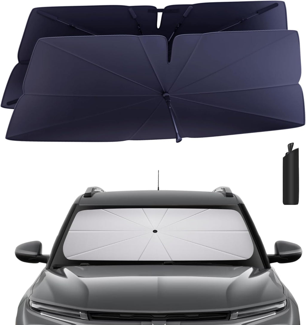 Windshield Sun Shade Umbrella Compatible with 2021-2024 Chevy Suburban Accessories: Custom Fit 240T Silver, Double Thickened, Foldable Window Sunshade, Ultimate 99% UV Blocking for L, LS, LT, RS