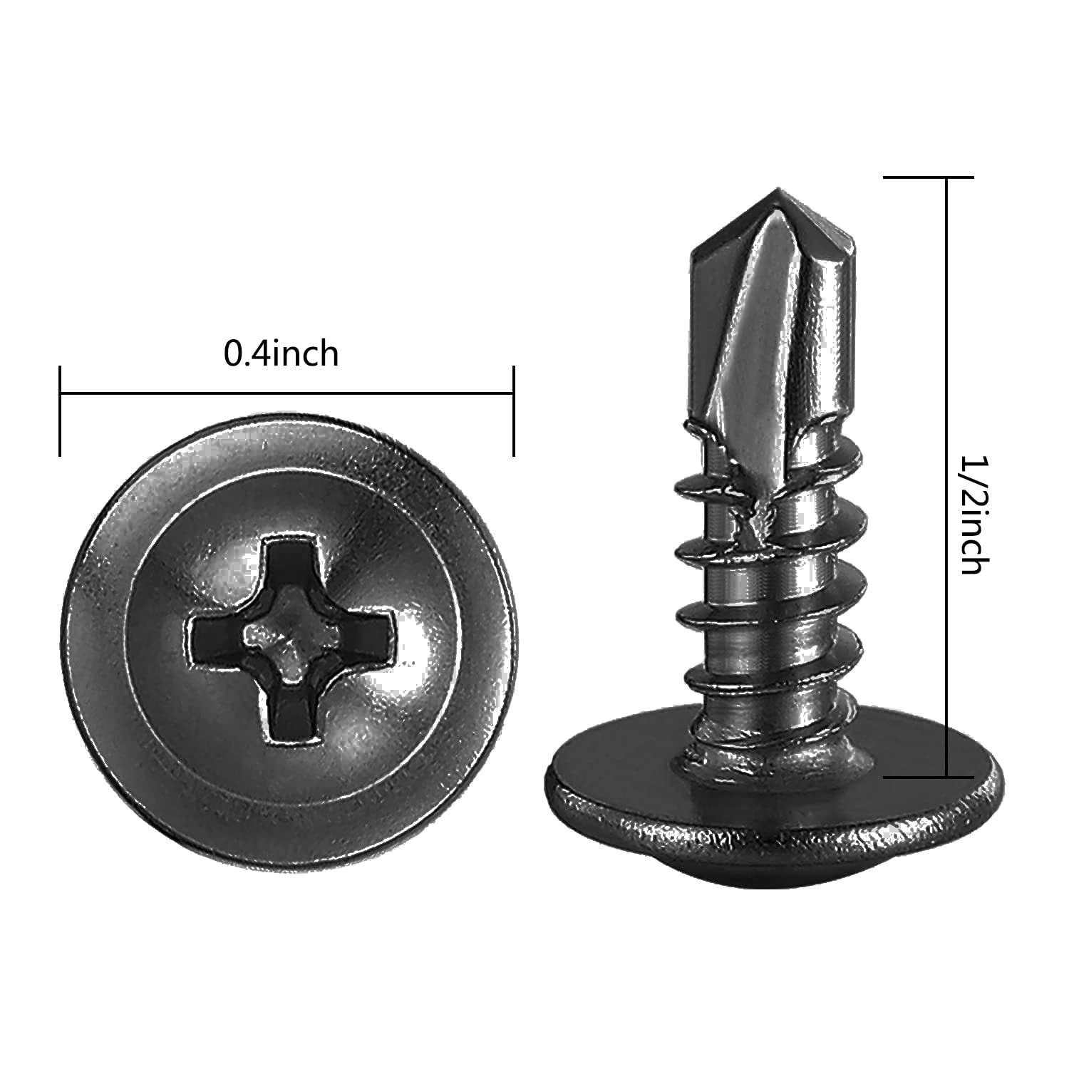 (400Pcs)#8×1/2” for Sheet Metal Self-Tapping Screws 410 Black Stainless Steel Truss Head High-Strength Quick Tapping