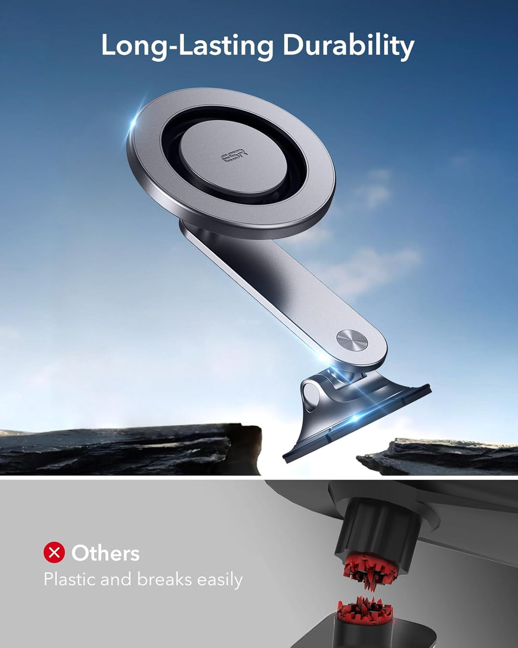 ESR for MagSafe Car Mount, Dashboard Magnetic Phone Holder for Car, 360° Rotation,Car Phone Holder Mount for iPhone 16/16e/15/14/13/12, Galaxy S25, Strong Magnets,Car Accessories(with 2 Mental Rings)