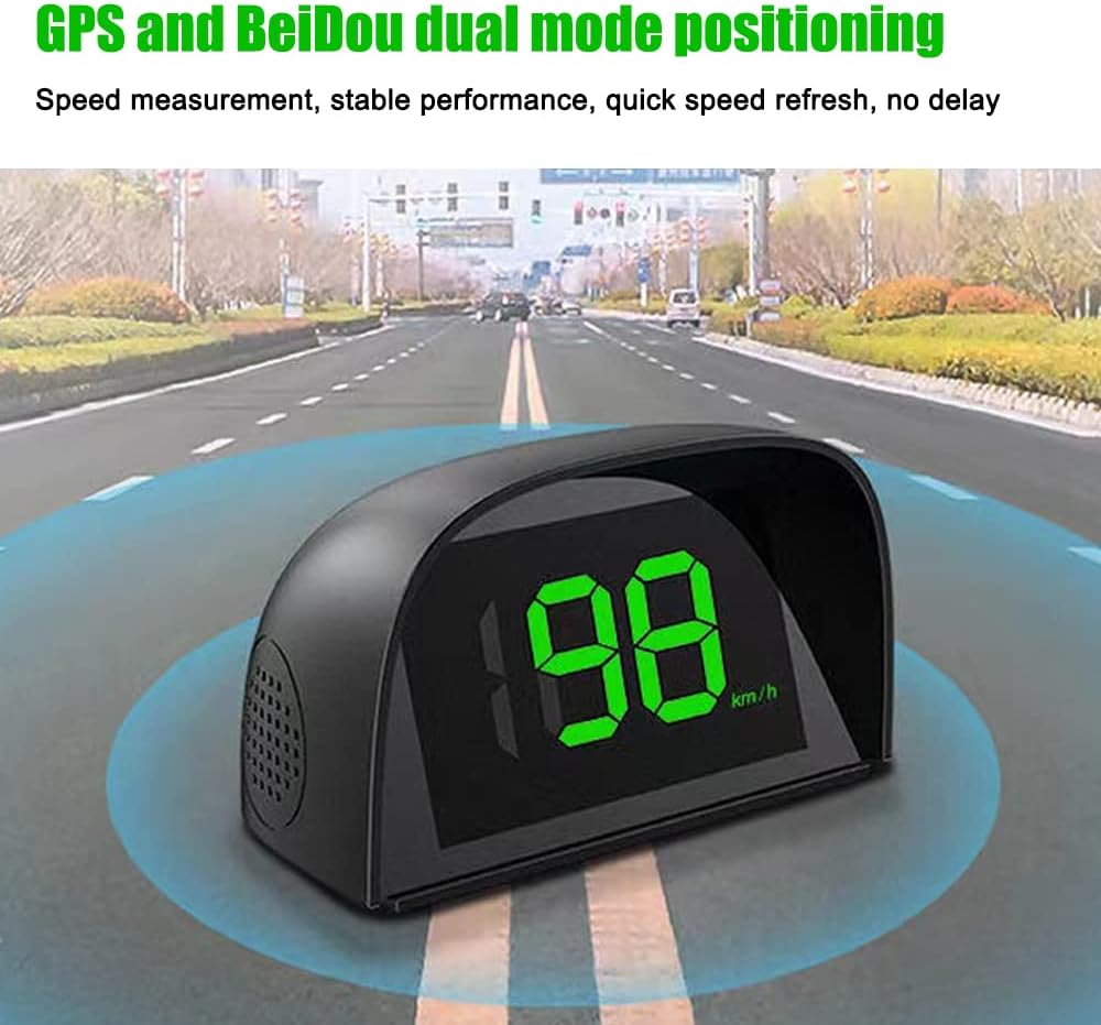 Shkalacar Car HUD Headup Display KM/H MPH GPS Digital Speedometer with LED Large Font Display for Car Truck SUV Motorcycle