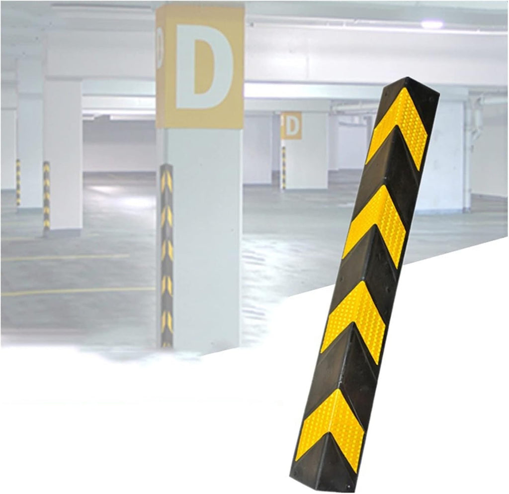 XPLKQXE Reflective Rubber Wall Corner Guard, Rubber Wall Protector Corner Protector, for Parking Protection Car Corner Guardrail Post (Color : Black+Yellow, Size : 1pcs)