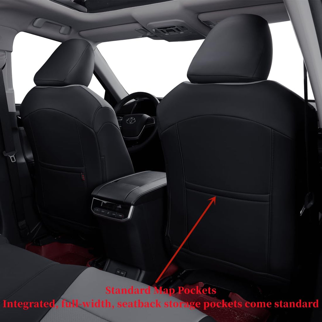 coverdream Camry Seat Covers Custom Fit for 2018-2024 Toyota Camry L LE SE SE Nightshade,Full Coverage Waterproof Leatherette Car Seat Protector (Full Set,Black/Gray)