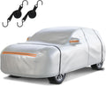 Waterproof SUV Car Cover: 6-Layer Protection from Rain, Snow, UV & Dust - Universal Fit up to 177 inches with Zipper Door & Windproof Straps for Outdoor, Garage, Travel Use, Silver