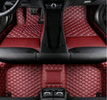 Custom All-Weather Protection Leather Car Floor Mats for Cars Sedan SUV Sports Car Waterproof Floor Mat (Wine red)